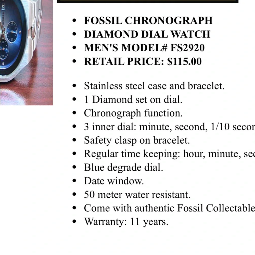 Fossil Stainless Steel Smartwatch with Blue Trim